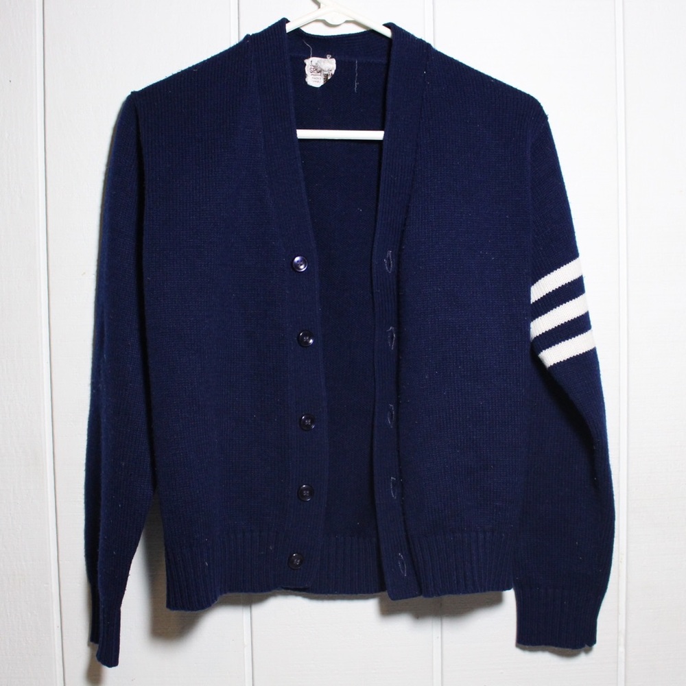 Vintage 1980s Navy Letterman Sweater